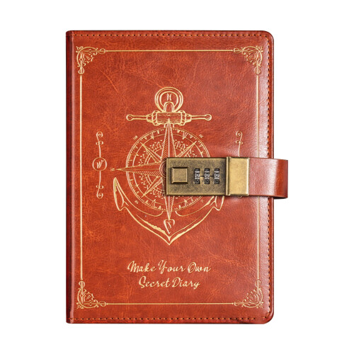 Zeceouar Password-Protected Leather Notebook B6