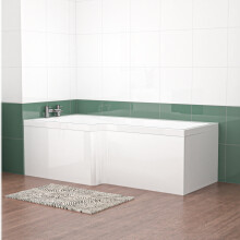 Nes Home L Shaped Left Hand 1800mm Curved Shower Bath Acrylic