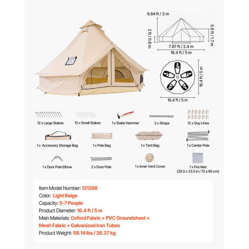 Tenda - DUOKU - 121268 - 7 posti - Ø 5 m - Altezza 3 m 1