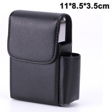 Pu Leather Sliding Cigarette Box Case Stainless Steel Cigarette Case With Lighter Holder And Belt Loop compatible with Men And Women Unisex