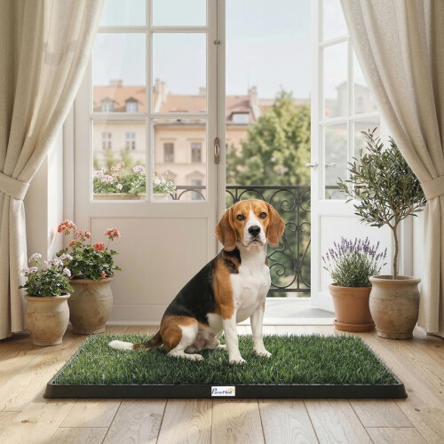 Banheiro grande para cães, verde, com grama artificial, 76 cm 2