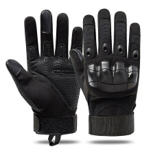 (M, Black-Full Finger) Military Tactical Hard Knuckle Gloves Full FingerFingerless Army Combat Hunting