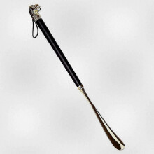 Brass Metal Shoe Horn with Long Handle Practical Shoe Accessory Black 58cm