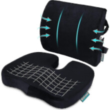 Orthopedic Seat Cushion And Back &amp; Lumbar Support Cushions Pillow compatible with Office Chair Memory Foam Car Seat Cushion