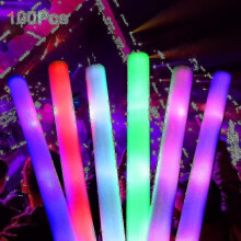 100pcs Led Glow Sticks, Light Up Foam Sticks, Multiple Color Flashing Foam Sticks compatible with Party, Concert, Wedding, Celebration Supplies -gt