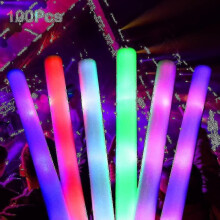 100pcs Led Glow Sticks, Light Up Foam Sticks, Multiple Color Flashing Foam Sticks compatible with Party, Concert, Wedding, Celebration Supplies TA