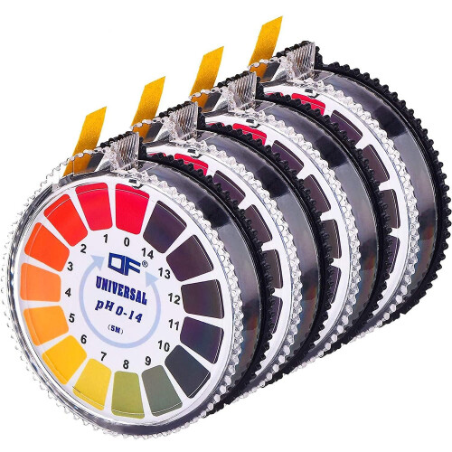 Universal pH Test Paper Strips pH Test Strips Roll, pH Measure Full Range 0-14 16.4 ft/Roll (4 Rolls)