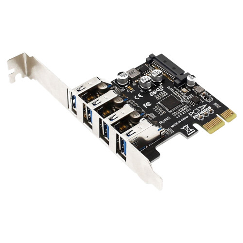 USB 3.0 PCIe Hub Adapter 4-Port 5Gbps