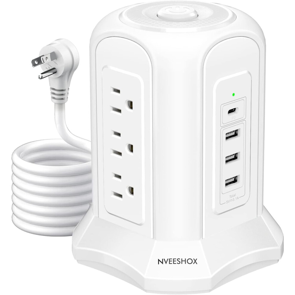 Power Strip Tower With Surge Protection, 9 Ac Outlets And 4 917087634885