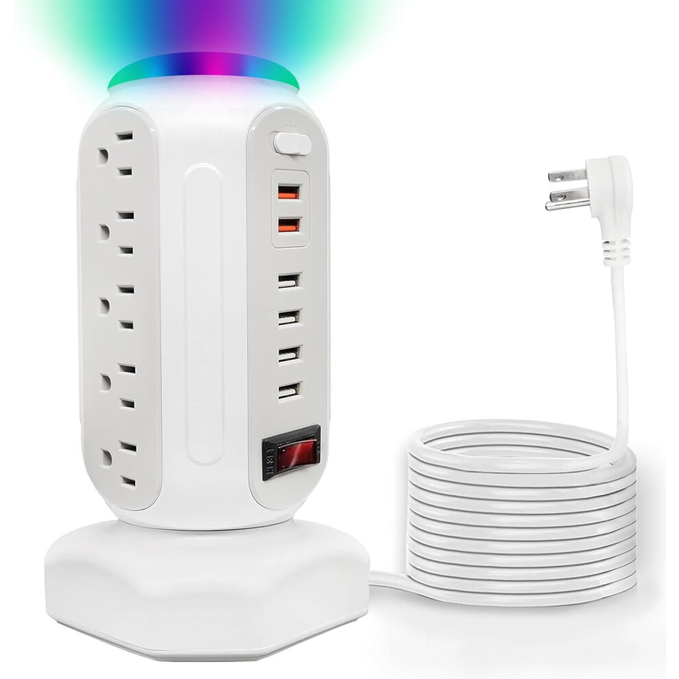 Power Strip Tower With Night 15 Outlets 6 Usb Ports Light 917087634748