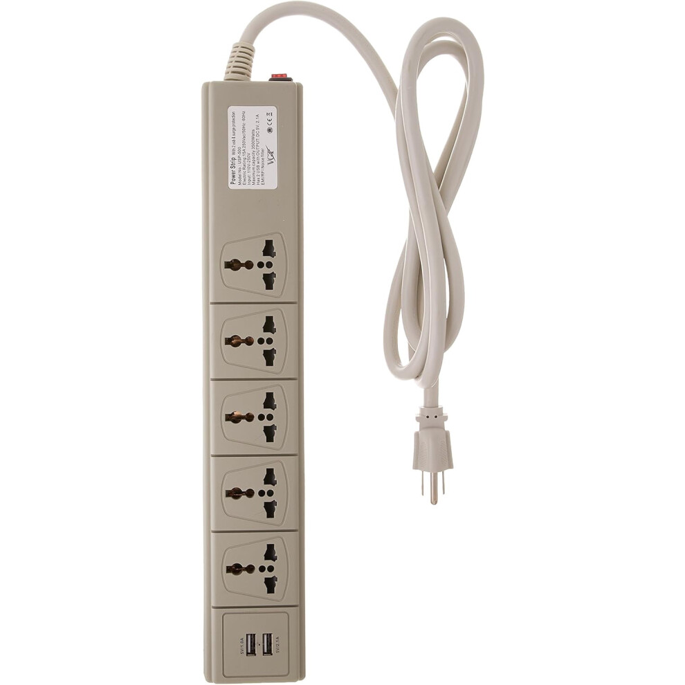 Universal Power Strip With 2 Usb Ports And 5 Ac Outlets, 917087634724