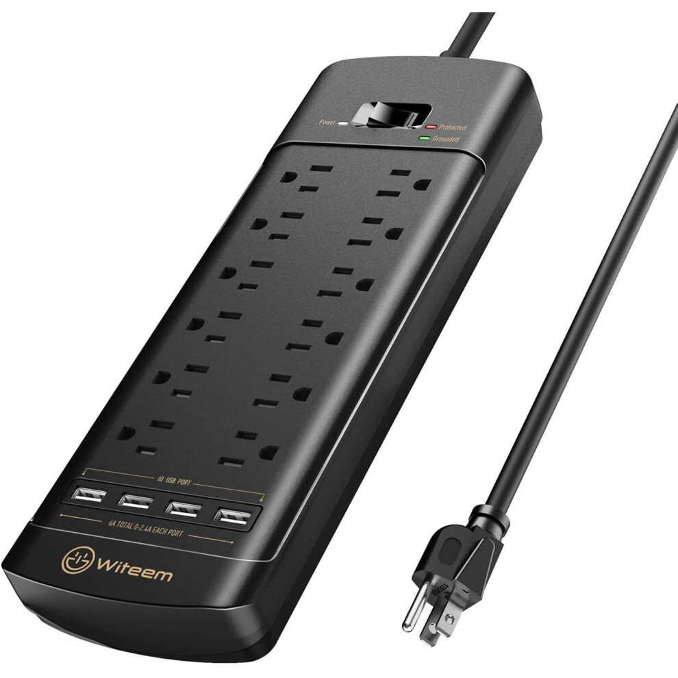Power Strip Surge Protector 12 Outlets 4 Usb 10 Ft 917087635189