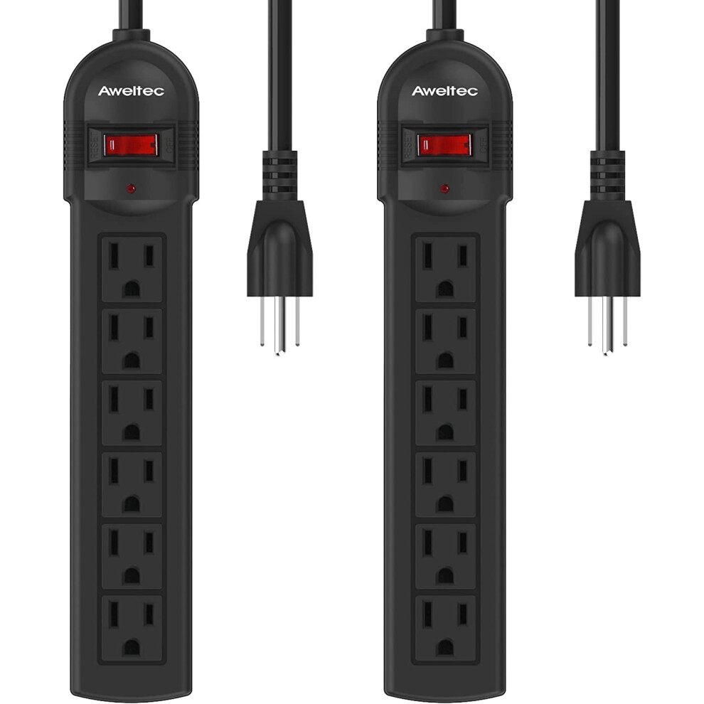 Surge Protector Power Strip 6-Outlet 2-Pack 900J 917087636186