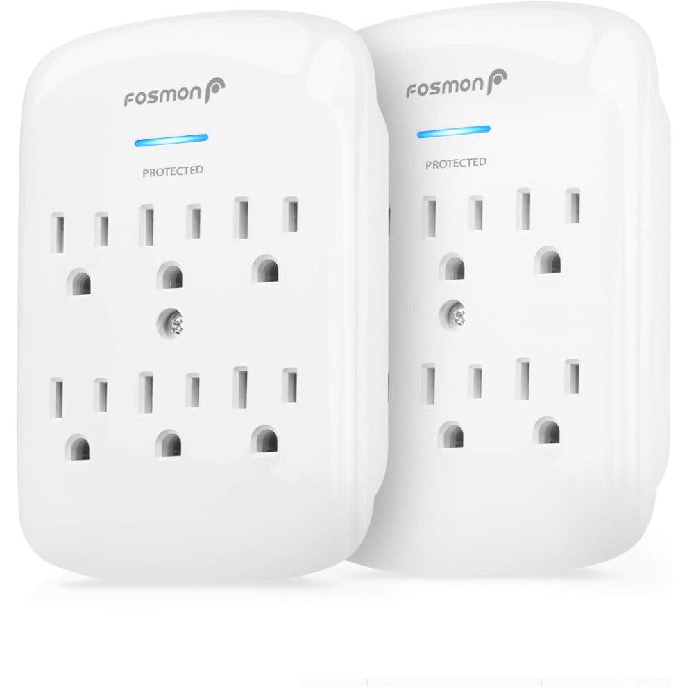 Power Strip Surge Protector 1200J 6-Outlet Wall Mount Light 917087636063