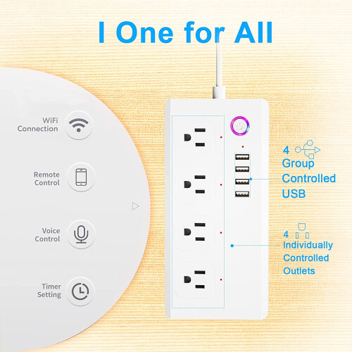 Smart Power Strip with 4 Individually Controlled Outlets 1