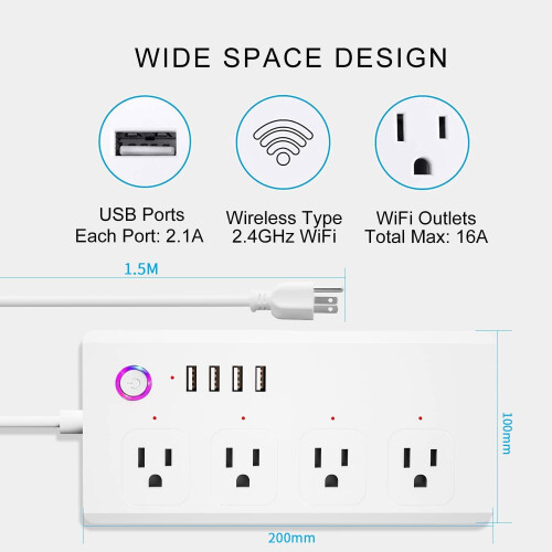 Smart Power Strip with 4 Individually Controlled Outlets 2