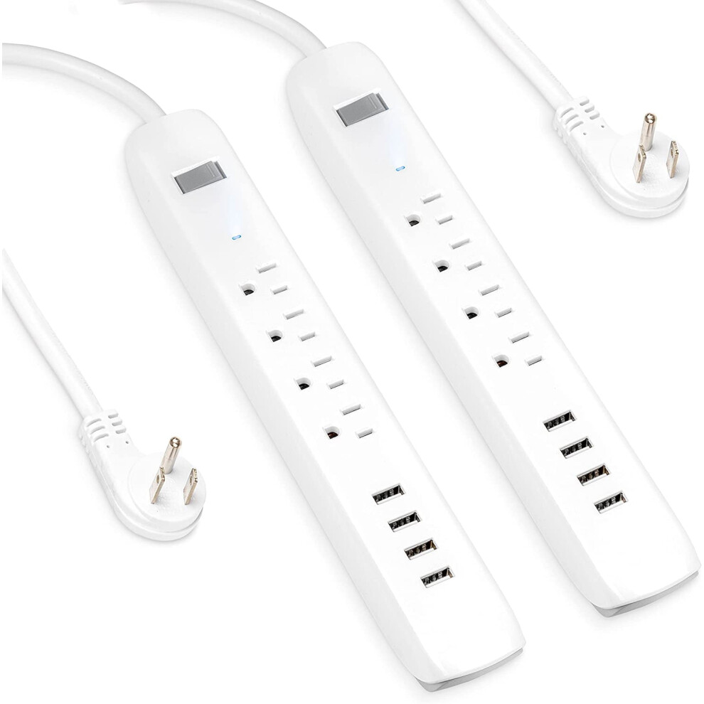 Surge Protector Power Strip With 4 Usb Ports And 4 Outlets White 917087636766