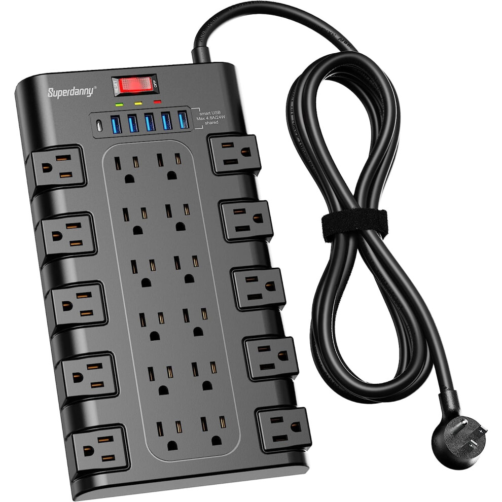 Power Strip Surge Protector 22 Ac Outlets 6 Usb Ports 917087636827