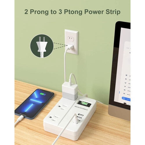 USB-C power strip with 4 USB ports and 3 AC outlets 1