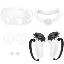 jixopn Silikon-Schutzhüllen-Set: Controller-Griffe, VR-Gehäuse, Schutzhülle, Gesichtsschutz, Linsenschutz für Meta Quest 3S VR-Headset