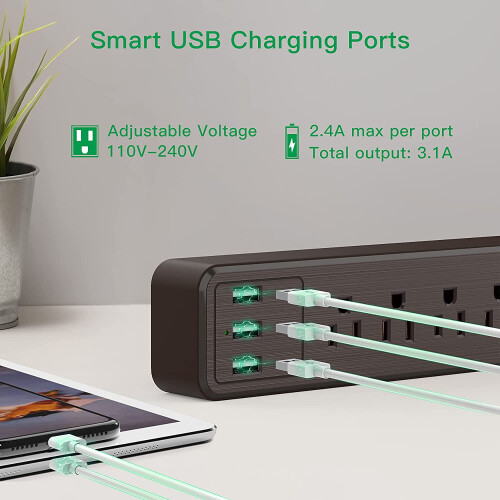 Προστατευτικό υπερτάσεων USB, πολύπριζο, καλώδιο προέκτασης με δυνατότητα 1