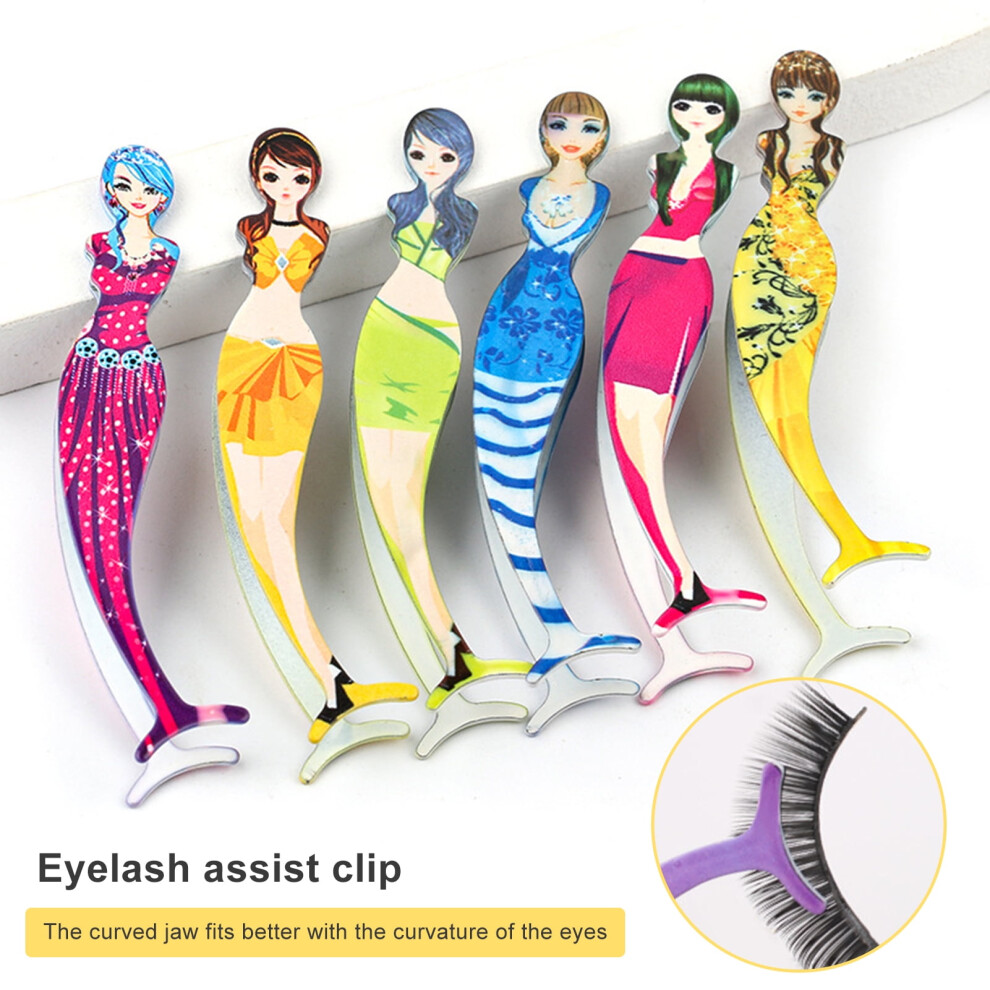 Mermaid-shaped stainless steel eyelash tweezers 1 pair