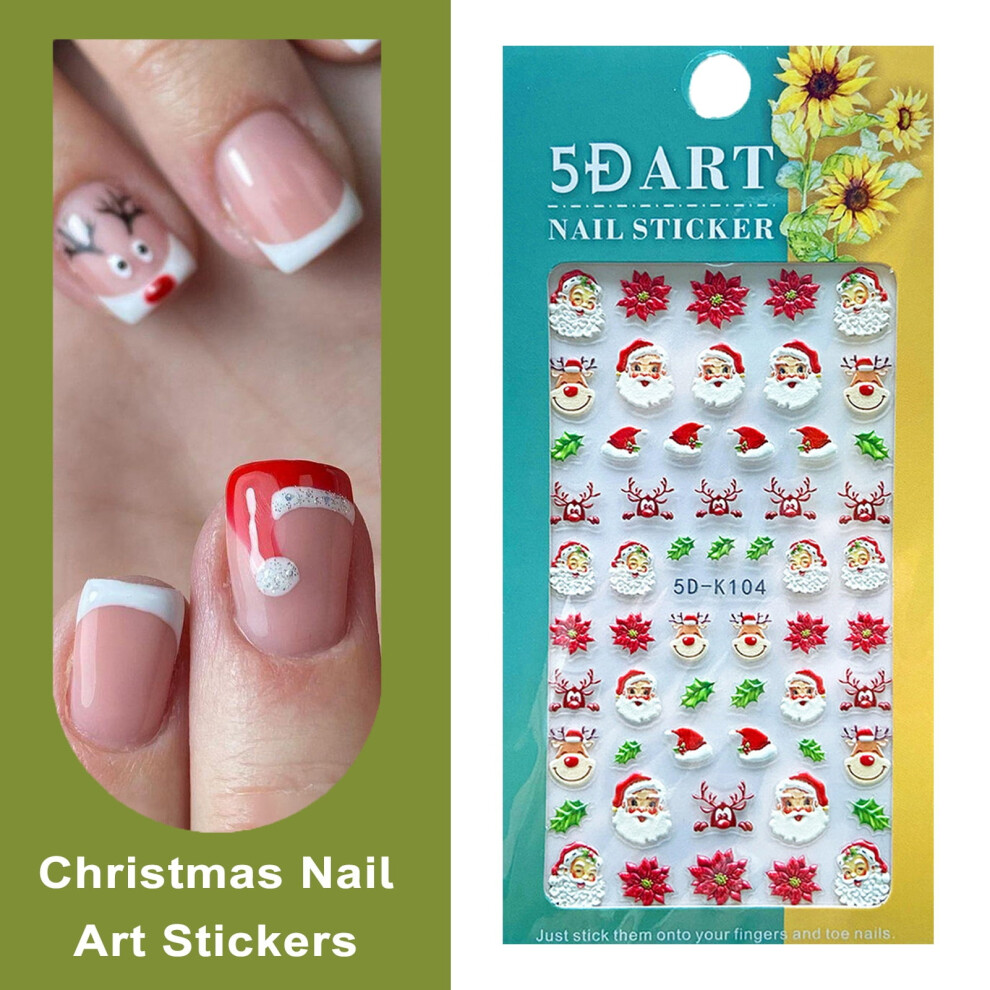 Christmas Nail Art Stickers Santa Snowflake Elk 1 Sheet