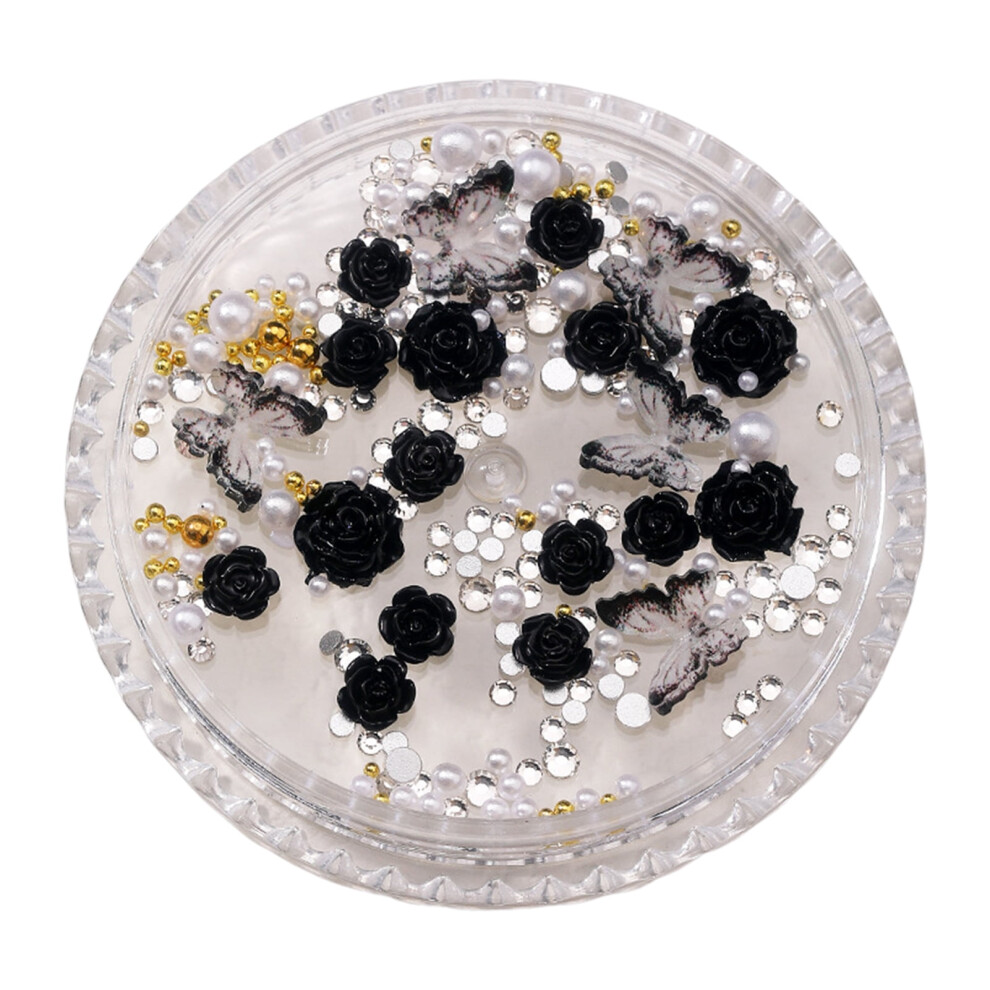 Camellia Nail Art Ornaments with Faux Pearls, 1 Box