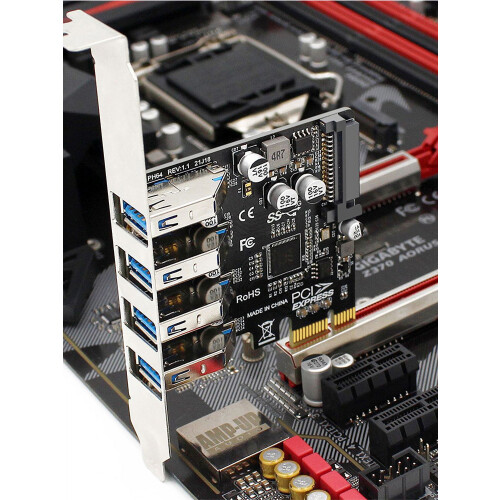 USB 3.0 PCIe Hub Adapter 4-Port 5Gbps 2