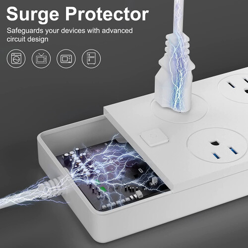 Surge Protector Power Strip with USB 6 Outlets 6 Ft Flat 1