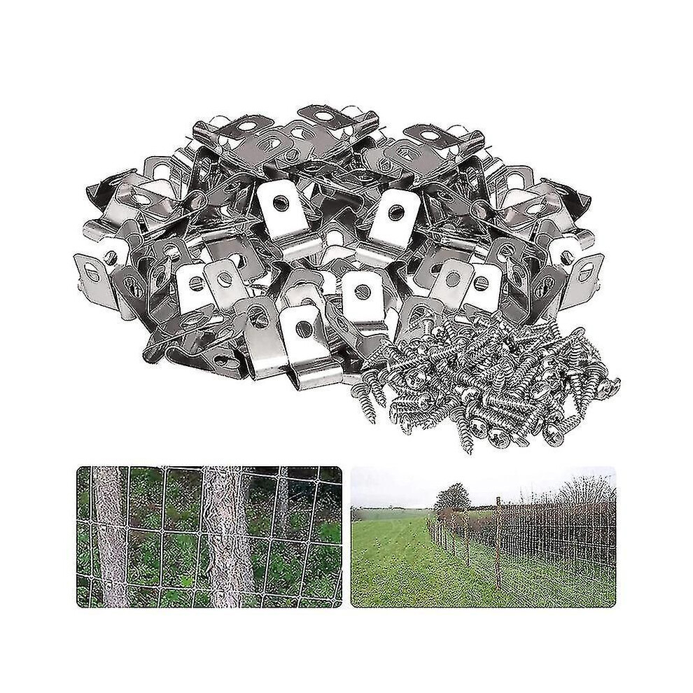 100 Pcs Fence Wire Clamps Screws, Agricultural Fencing Mounting Clips Clamp 3047802442673