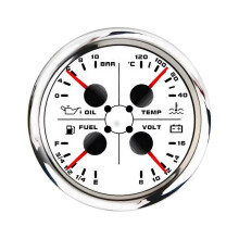85mm 4-in-1 Multifunction Gauge with 0-190ohms/240-33ohms Fuel Level Gauge Water Temp Oil Voltmeter