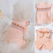 Cat jumpsuit round neck cotton floral embroidery 1 piece