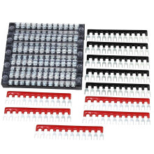 5 Sets Terminal Block 12Position 600V 15A Dual Row Screw Terminal Strip with 400V 15A Red and Black Insulated Terminal Barrier Jumper Strips
