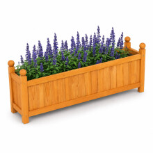 Oypla Large Garden Wooden Rectangular Flower Planter Ornamental Plant Pot