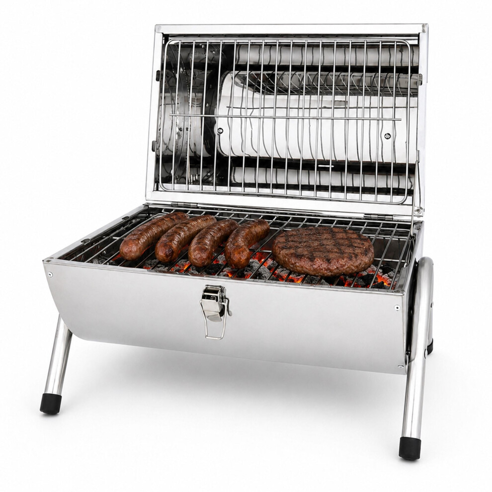 Oypla Portable Camping Stainless Steel Barrel Bbq Charcoal Barbecue