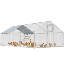 Galinheiro externo em aço galvanizado prateado, 3x6m