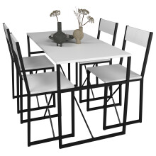 (Home Assembly Required, Dining Tables) 5 pcs. Dining group Table group Set Insasi L White