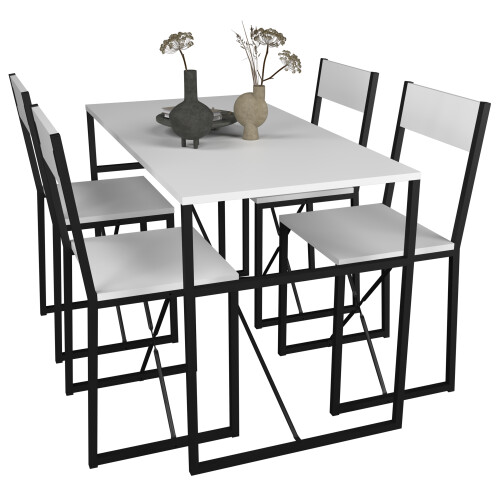 (Home Assembly Required, Dining Tables) 5 pcs. Dining group Table group Set Insasi L White