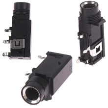 3pcs/lot 6.35mm Jack Stereo Female Socket Connector Audio Adapter 4pin