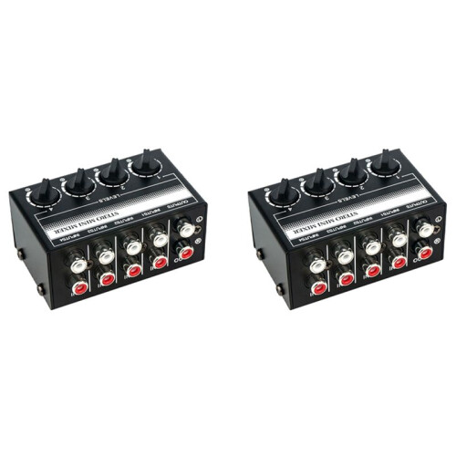 2X 4 Channel Stereo Audio Mixer Support RCA Input and Output  Passive Stereo Mixer with Separate Volume Controls