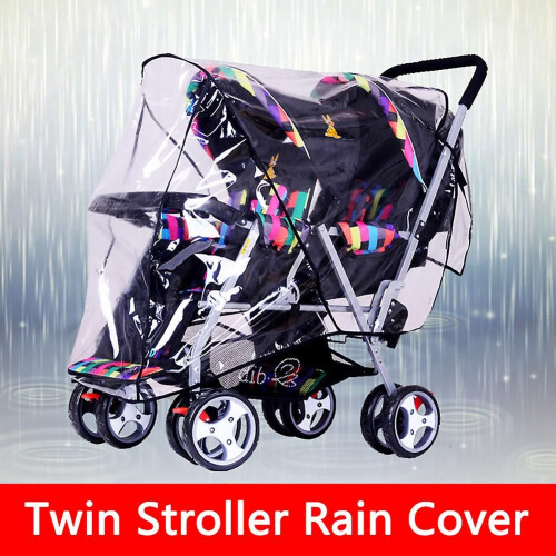Double Stroller Rain Cover Tandem Stroller Raincoat Baby Weather Shield