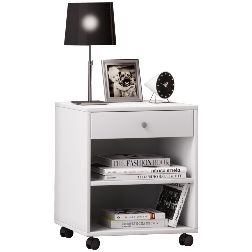 (Matt, Modern/Contemporary) Wooden bedside table Rolda drawer rollers