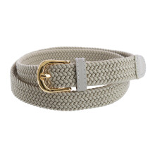 CTM Women's Elastic Braided Stretch Belt with Gold Buckle 25 mm