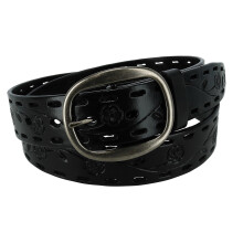 CTM Women's Centre Bar Buckle Belt with Flowers