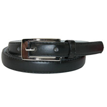 CTM Women's 19 mm Skinny Leather Dress Belt Silver Buckle