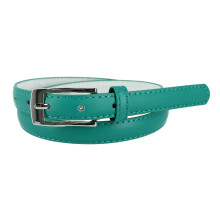 CTM Women's 19 mm Skinny Leather Dress Belt Silver Buckle