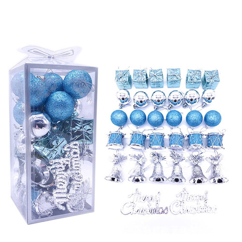 Blue Christmas Balls Set Shatterproof 32 pcs