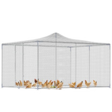 Galinheiro grande para exterior em aço galvanizado prateado, 4x3m