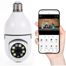 4MP sikkerhetskamera med 2,4 GHz WiFi, 360 panoramautsikt med panorering, vipping og zoom, 2K nattsyn i fullfarge